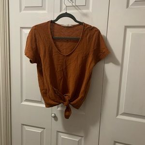 Vanilla Star rust orange tie front shirt